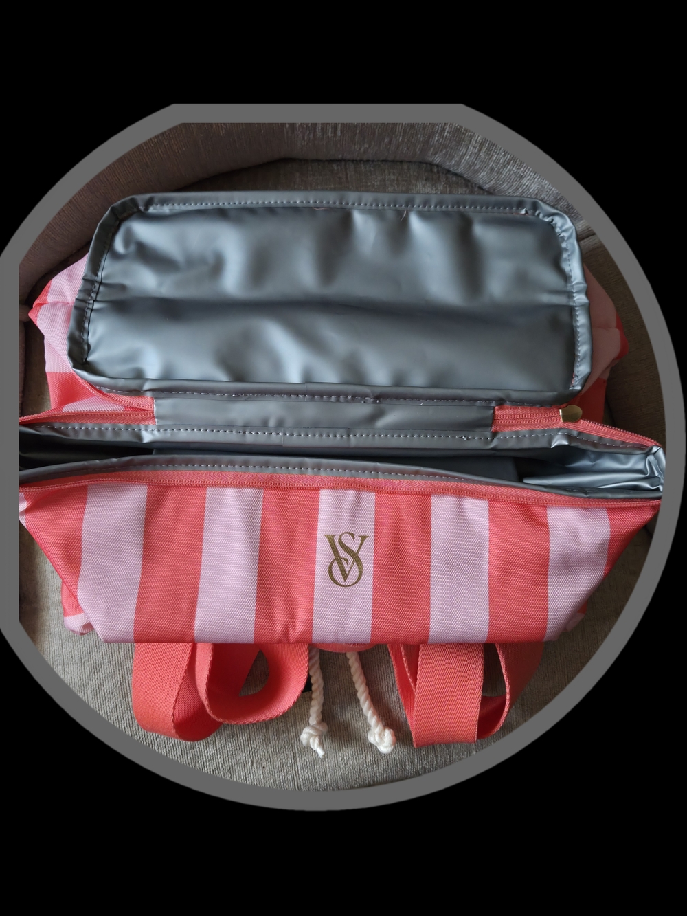 NWTS Victoria's Secret 2 in 1 Insulated Beach Cooler Drawstring Backpack & Zip